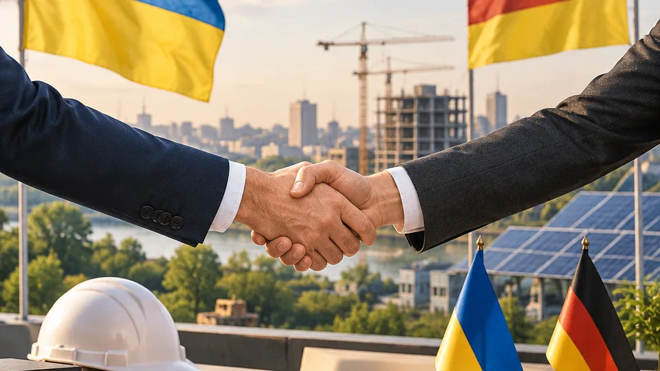 Тематична ШІ-ілюстрація до матеріалу «Після завершення війни Україна розраховує на присутність німецького бізнесу - Зеленський».